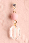 Bayla Pink Bead & Crystal Pendant Earrings close-up | Boutique 1861