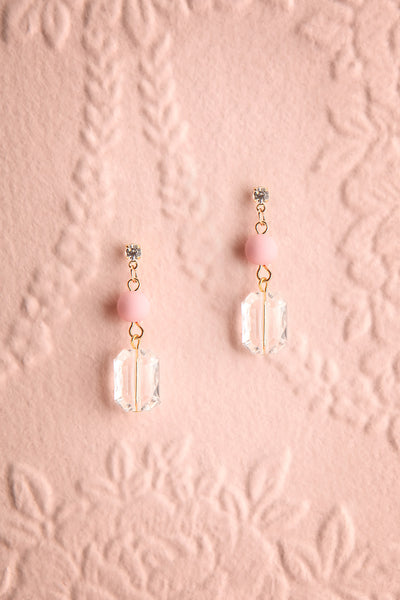 Bayla Pink Bead & Crystal Pendant Earrings | Boutique 1861