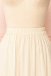 Baylou Beige Elastic Waist Midi Skirt | Boutique 1861 front close-up