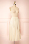 Baylou Beige Elastic Waist Midi Skirt | Boutique 1861 side view