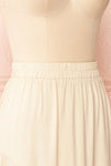 Baylou Beige Elastic Waist Midi Skirt | Boutique 1861 side close-up