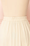 Baylou Beige Elastic Waist Midi Skirt | Boutique 1861 back close-up