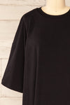 Beaurice Black Oversized T-Shirt w/ Round Collar | La petite garçonne front close-up