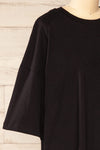 Beaurice Black Oversized T-Shirt w/ Round Collar | La petite garçonne side close-up