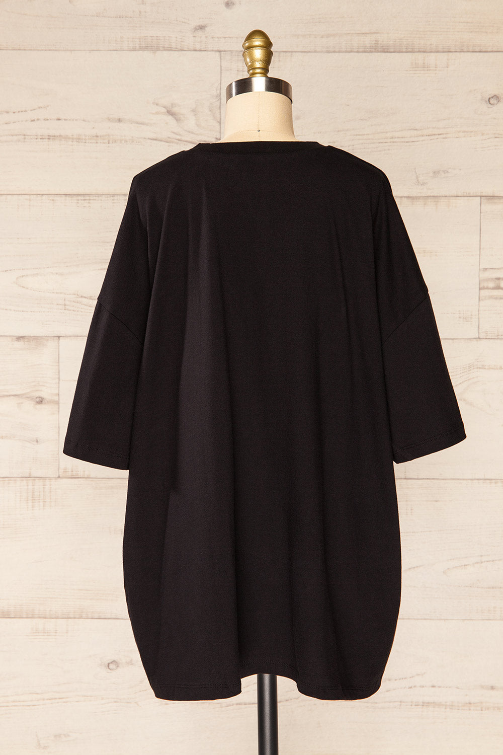 Beaurice Black Oversized T-Shirt w/ Round Collar | La petite garçonne back view 