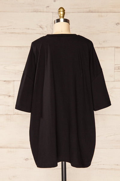 Beaurice Black Oversized T-Shirt w/ Round Collar | La petite garçonne back view