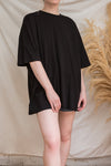 Beaurice Black Oversized T-Shirt w/ Round Collar | La petite garçonne on model