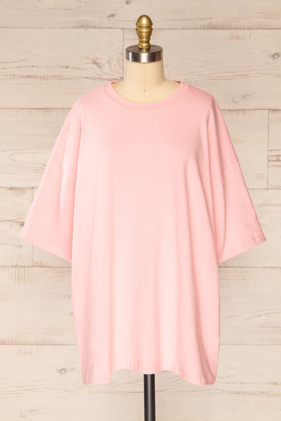 Beaurice Pink Oversized T-Shirt with Round Collar | La petite garçonne front view