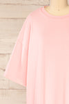 Beaurice Pink Oversized T-Shirt with Round Collar | La petite garçonne front close-up