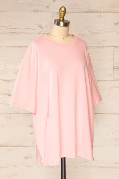 Beaurice Pink Oversized T-Shirt with Round Collar | La petite garçonne side view