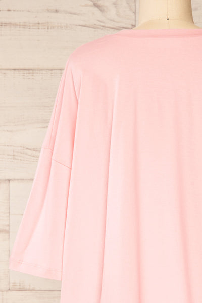 Beaurice Pink Oversized T-Shirt with Round Collar | La petite garçonne back close-up