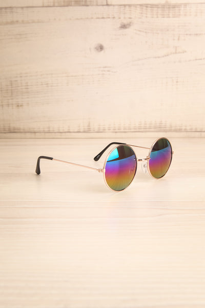 Beccaria Rainbow & Gold Round Sunglasses side view | La Petite Garçonne