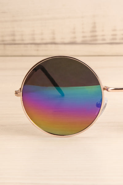 Beccaria Rainbow & Gold Round Sunglasses front close-up | La Petite Garçonne