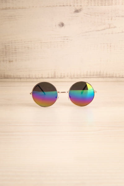 Beccaria Rainbow & Gold Round Sunglasses front view | La Petite Garçonne