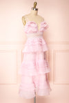 Begena Pink Layered Frills A-Line Midi Dress | Boutique 1861  side view