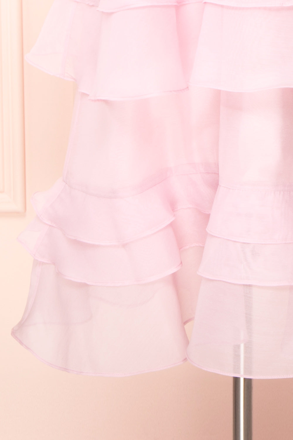 Begena Pink Layered Frills A-Line Midi Dress | Boutique 1861  bottom 