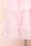 Begena Pink Layered Frills A-Line Midi Dress | Boutique 1861  bottom