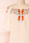 Belazaima Pink Embroidered Floral Off-Shoulder Top | Boutique 1861 2