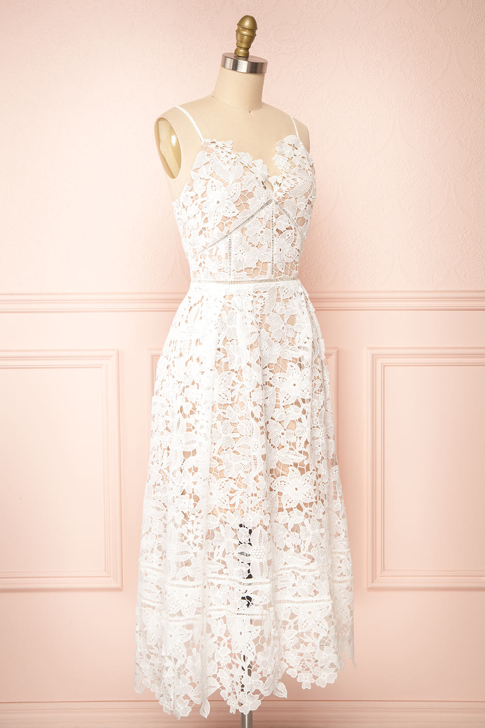 Belena Lace V-Neck Midi Dress | Boutique 1861 side view