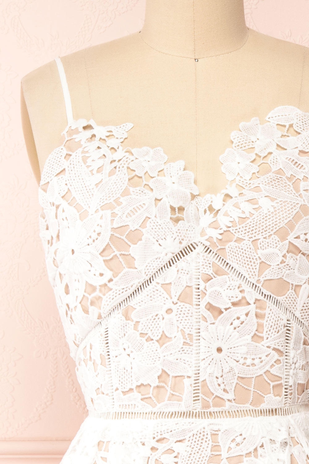 Belena Lace V-Neck Midi Dress | Boutique 1861 front close-up