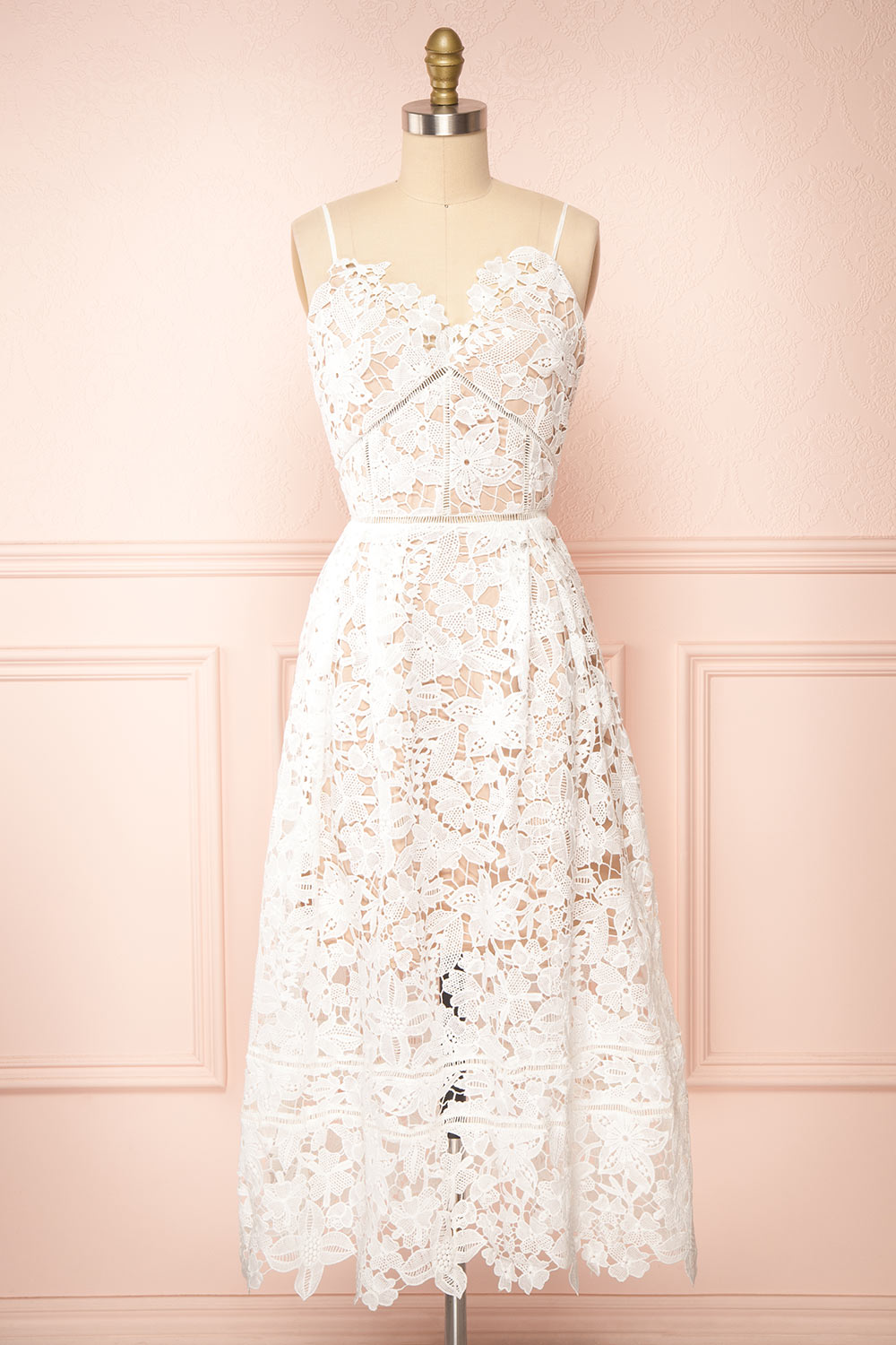 Belena Lace V-Neck Midi Dress | Boutique 1861 front view