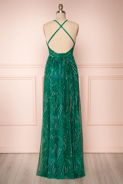 Belgrade Green Tropical A-Line Maxi Dress | BACK VIEW | Boutique 1861