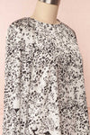 Bellanca Black & White Leopard Print Silky Tunic Dress | SIDE CLOSE UP | Boutique 1861
