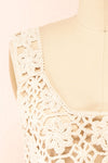 Bellis Beige Crochet Crop Top | Boutique 1861  front close-up