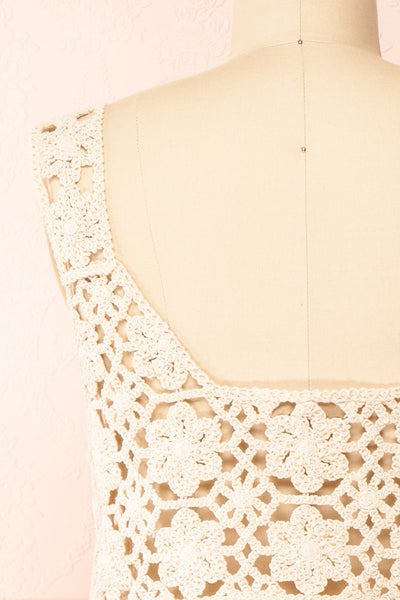 Bellis Beige Crochet Crop Top | Boutique 1861 back close-up