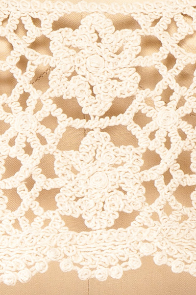 Bellis Beige Crochet Crop Top | Boutique 1861 fabric