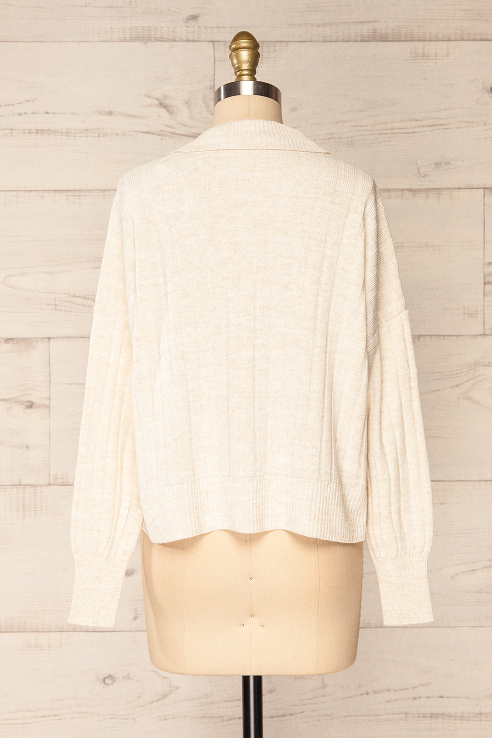 Beluth Beige Collared Long Sleeve Top | La petite garçonne back view