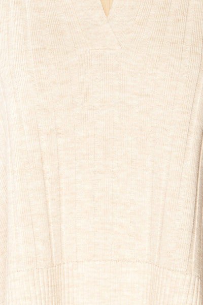 Beluth Beige Collared Long Sleeve Top | La petite garçonne fabric