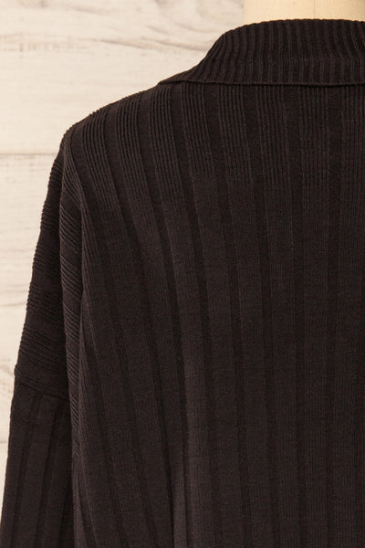 Beluth Black Collared Long Sleeve Top | La petite garçonne back close-up