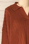 Beluth Rust Collared Long Sleeve Top | La petite garçonne side close-up