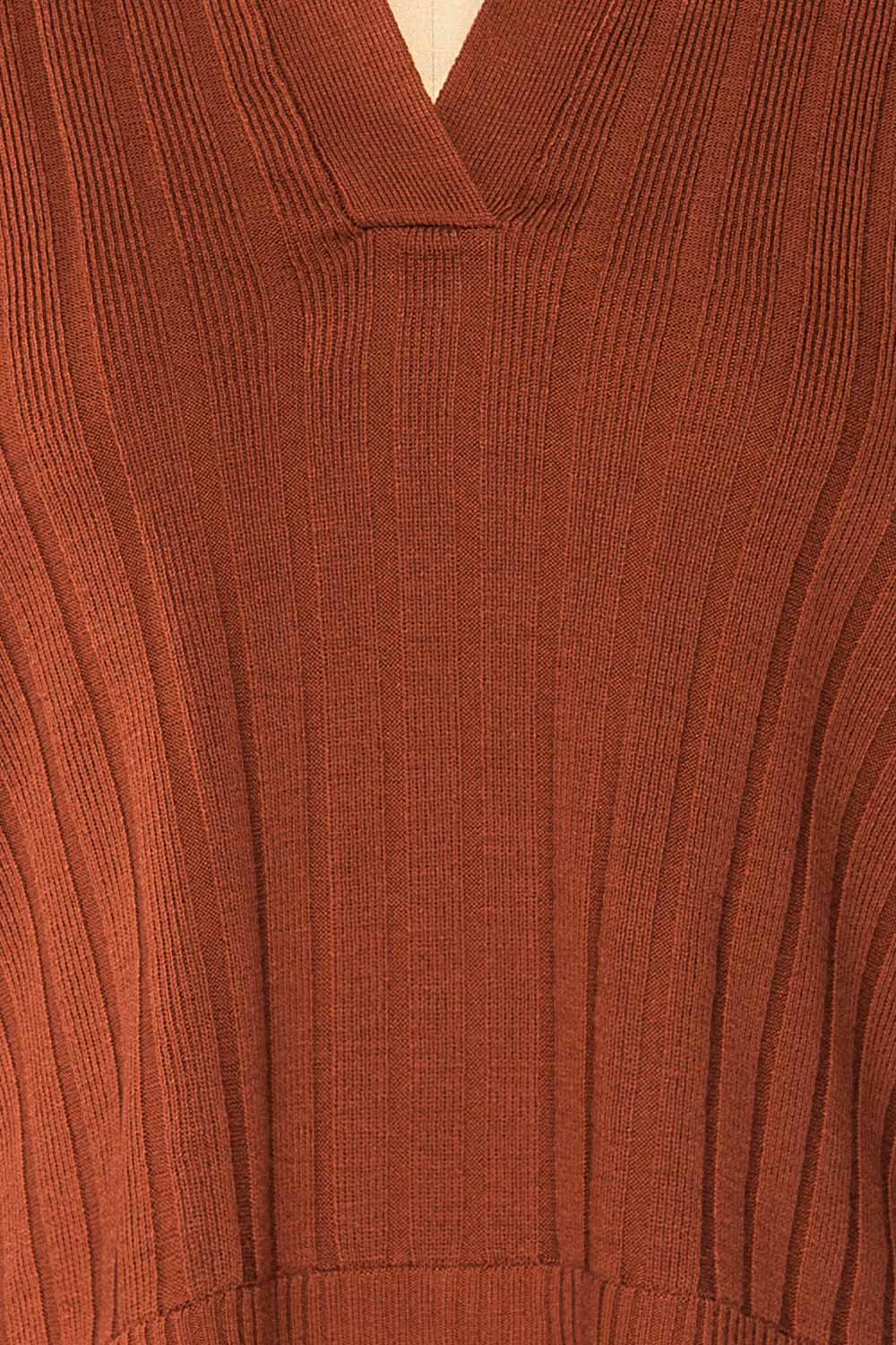 Beluth Rust Collared Long Sleeve Top | La petite garçonne fabric 