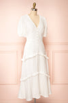 Belvie White Midi Button-Up V-Neck Dress | Boutique 1861 side view