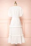 Belvie White Midi Button-Up V-Neck Dress | Boutique 1861 back view