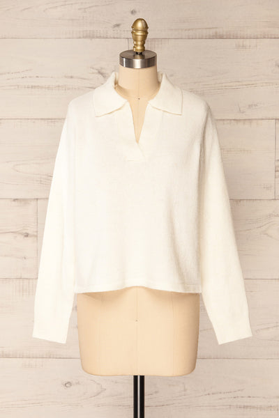 Benalmadena Knit Sweater w/ Shirt Collar | La petite garçonne front view