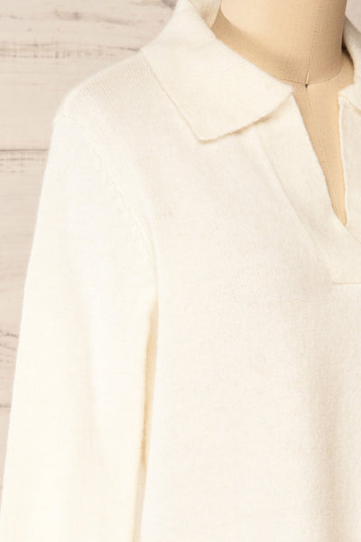 Benalmadena Knit Sweater w/ Shirt Collar | La petite garçonne side close-up