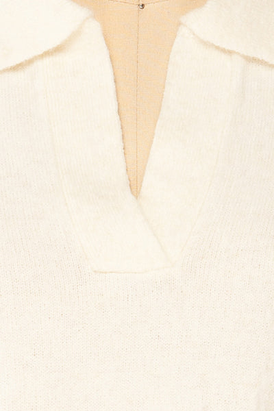 Benalmadena Knit Sweater w/ Shirt Collar | La petite garçonne fabric