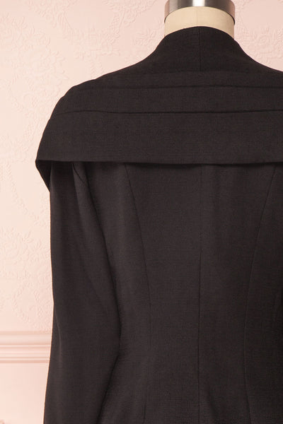 Benedicte Black Fitted Vintage Blazer Jacket | BACK CLOSE UP | Boutique 1861