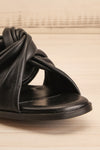 Benere Black Leather Knotted Slide Sandals | La petite garçonne front close-up