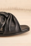 Benere Black Leather Knotted Slide Sandals | La petite garçonne side front close-up