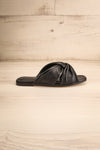Benere Black Leather Knotted Slide Sandals | La petite garçonne side view