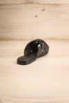 Benere Black Leather Knotted Slide Sandals | La petite garçonne back view