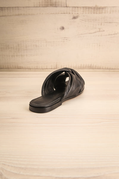 Benere Black Leather Knotted Slide Sandals | La petite garçonne back view