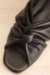 Benere Black Leather Knotted Slide Sandals | La petite garçonne flat close-up