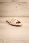 Benere White Leather Knotted Slide Sandals | La petite garçonne front view