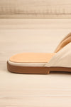 Benere White Leather Knotted Slide Sandals | La petite garçonne side close-up