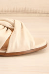 Benere White Leather Knotted Slide Sandals | La petite garçonne side front close-up
